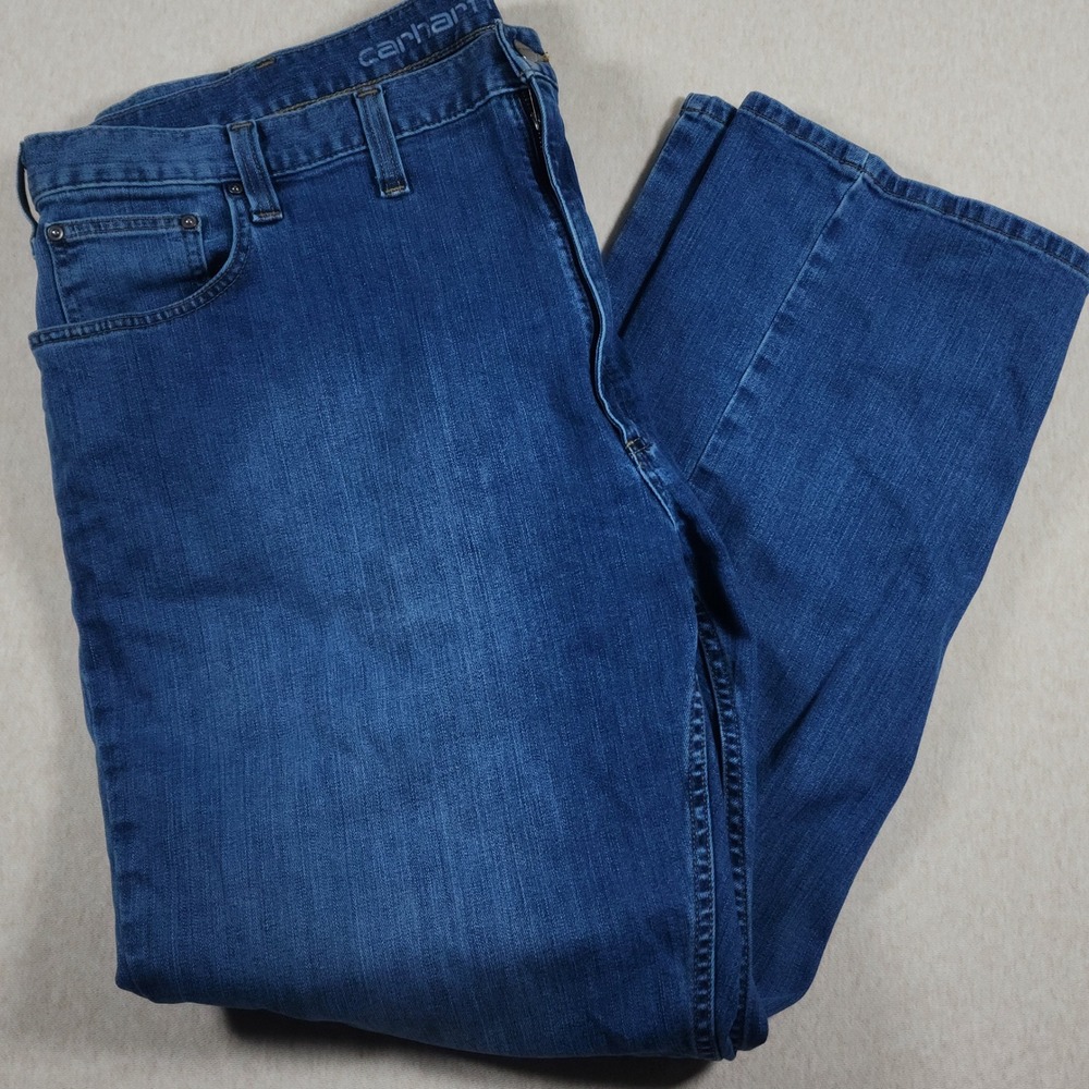 Carhartt 102804 Rugged Flex Denim Workwear Jeans Mens 46x32 Blue Relaxed Stretch